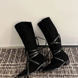 New black strappy western cowboy boots size 40~ 8.5